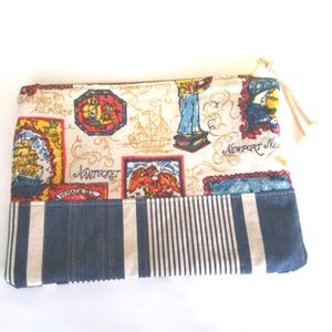 Unisex Medium Nautical 9 X 12 Carry Bag Boats Ships Ticking Vintage Fabrics H…
